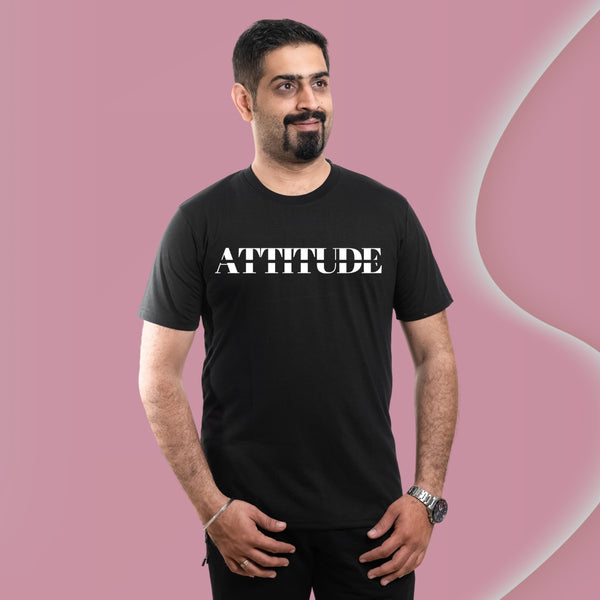 ALPHINE MENS NEW ATTITUDE PRINT BLACK TSHIRT