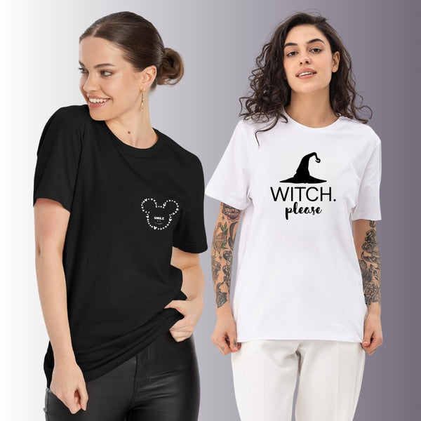 Alphine Witch Please & Smile Combo Cotton T-Shirt For Women