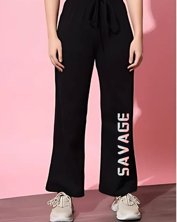 Women Savage Black Loose Fit Trousers with Pockets for Summers- Cotton Blend 😎