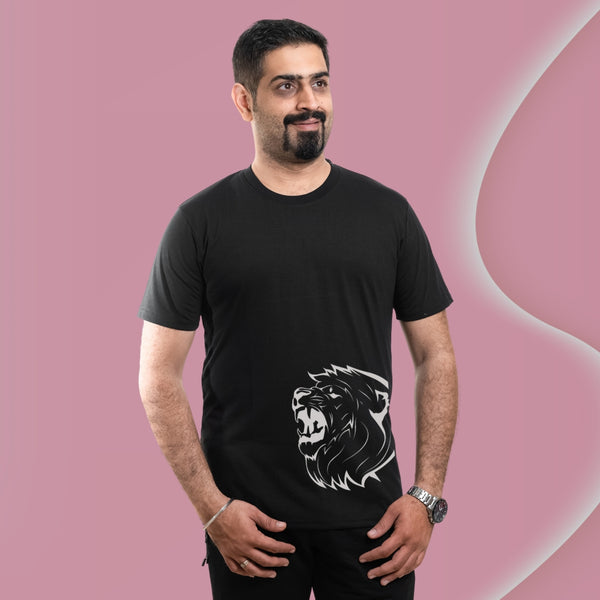 ALPHINE MENS NEW LION ROAR BLACK TSHIRT
