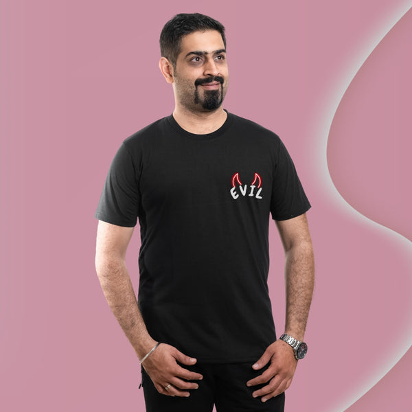 ALPHINE MENS NEW EVIL HORN BLACK TSHIRT