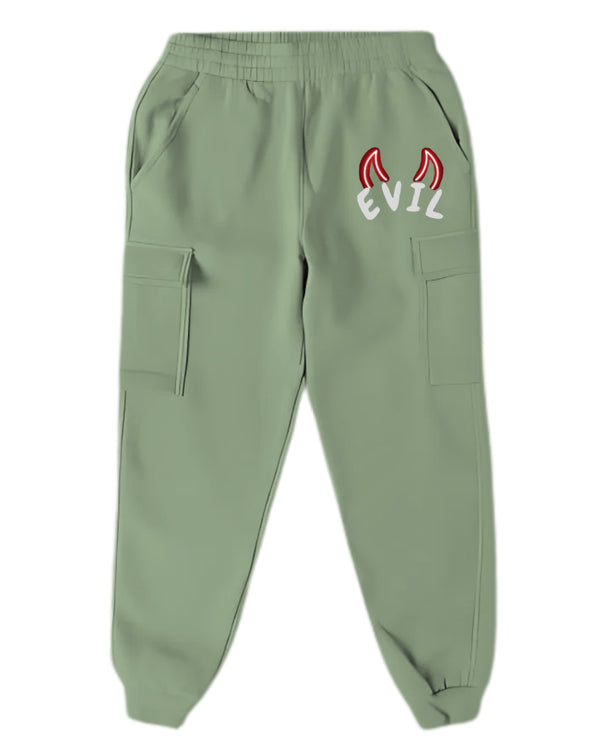 Alphine "Evil" Typography Red Horns Print Unisex Joggers For Boys & Girls 😈🩶