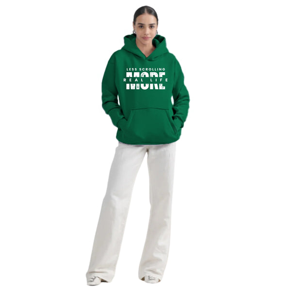 ALPHINE WOMENS COZY LESS SCROLLING PRINT FLEECE HOODIE