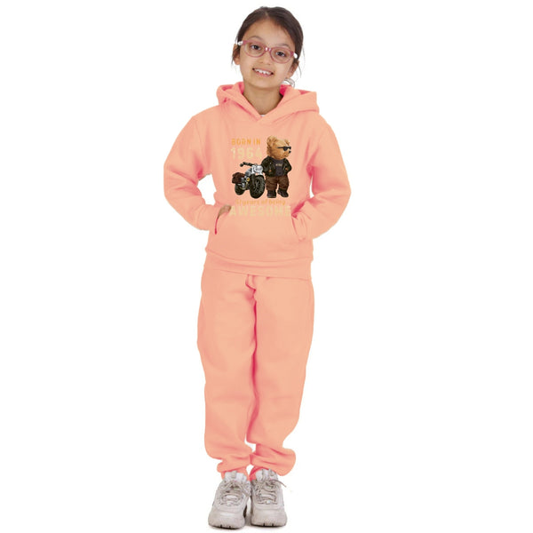 ALPHINE KIDS TEDDY BEAR RIDER PRINT HOODIE WITH CARGO TROUSERS