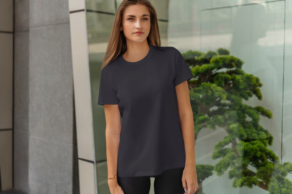 Women's Plain Oversize Top with Half Sleeves and Down shoulder for Office Wear, Casual Wear with Cotton Bio-wash Fabric