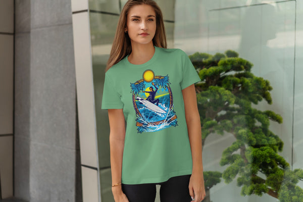 Stylish Surfboard Print Top
