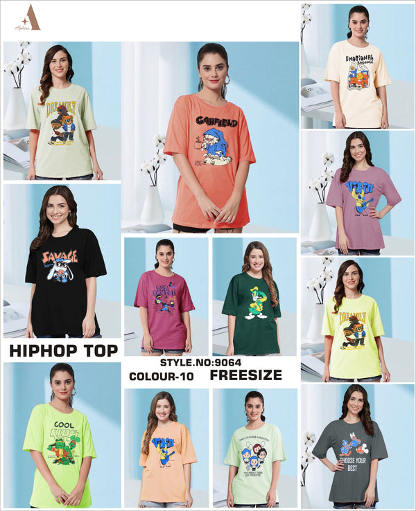 Women Hiphop Cotton Freesize Round Neck Top