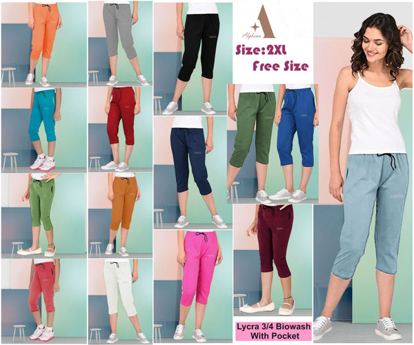 Women Zara Biowash 3-4th Capri with Pocket