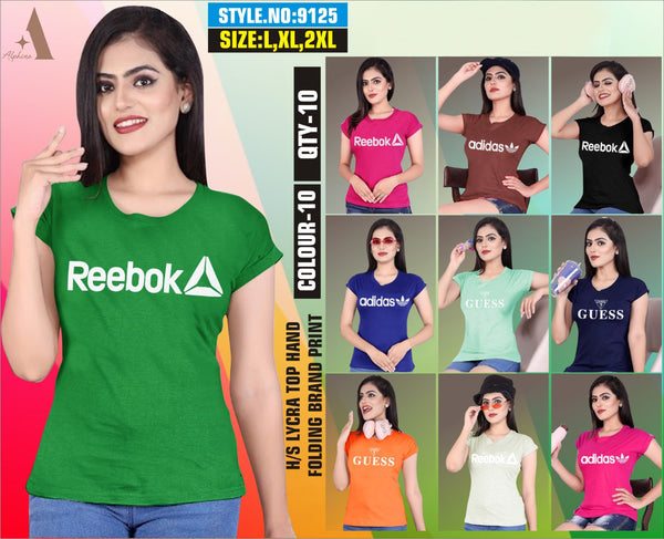 Women Cotton Round neck tshirt with Front Reebok Print